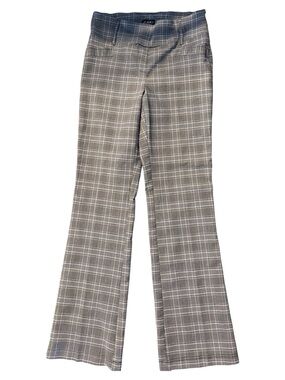 Gray Plaid Flare Trousers stretchy soho ltd work office pants